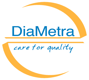 Logotipo de DiaMetra con eslogan 'care for quality'